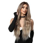 Parrucche Lunghe Bionde Con Effetto Ombre Per Donne, Parrucca Ondulata Con Riga Centrale Da 67,5 Cm, Capelli Resistenti Al Calore, Ideali Per L'uso Quotidiano E Per Le Feste.