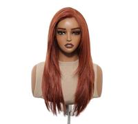 Parrucche Lunghe Bordeaux Per Donne, Parrucca Lunga 22 Pollici Con Riga Centrale, Parrucche in Fibra Sintetica Resistente Al Calore Dall'aspetto Naturale Per L'uso Quotidiano Alle Feste