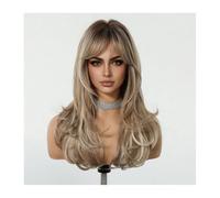 Parrucche Lunghe Color Caramello Ombré Per Donna, Parrucca Riccia Ondulata Lunga 24 Pollici Con Frangia, Fibra Sintetica Resistente Al Calore Per L'uso Quotidiano Alle Feste