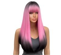 Parrucche lunghe da donna con frangia, parrucca colorata cosplay Capelli sintetici a strati for l'uso quotidiano di Halloween