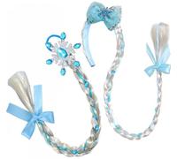 Parrucche lunghe intrecciate da principessa, Principessa Parrucca Rapunzel Bambina, Parrucca Bionda Lunghe Trecce Capelli, Cerchietti per capelli da principessa, treccia con capelli lunghi (2PCS)