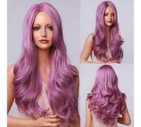 Parrucche lunghe ondulate con frangia libera senza colla, parrucca sintetica per feste cosplay per donne nere 22#