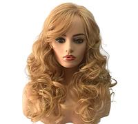 Parrucche lunghe ondulate e ricce, setose, senza colla, per donne e ragazze, alla moda, per feste, cosplay, costumi di Halloween, 60 cm/23,6 pollici, regolabili,yellow