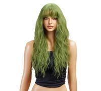 Parrucche Lunghe Verdi Per Donne, Parrucca Ondulata Lunga Da 24 Pollici Con Frangia, Parrucca Sostitutiva Per Capelli in Fibra Proteica Migliorata, Parrucca Per Cosplay, Costume Di Halloween