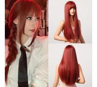 Parrucche Makima Cosplay Parrucche Lunghe Diritte Sfumate Arancione Rosso Per Donne Parrucche Sintetiche Con Frangia Parrucche In Fibra Resistente Al Calore Fibra ad alta temperatura