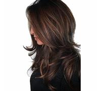 Parrucche marroni con frangia, parrucche corte, ondulate e ricce per donne nere, riga laterale, realistiche, leggere, parrucche sintetiche premium regolabili