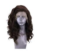 Parrucche marroni, parte anteriore in pizzo sintetico con onda sciolta, compatibile for le donne, libera, pre pizzicata, dall'aspetto quotidiano(22inches)