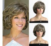 Parrucche naturali color oro chiaro per donne Parrucca sintetica corta e riccia per feste quotidiane Capelli resistenti al calore-WIG-449-10 pollici-1 pz