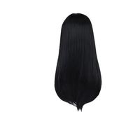 Parrucche nere 1pc for donna parrucca sintetica lunga diritta con frangia laterale Anime Cosplay Drag Queen festa in costume capelli setosi naturali