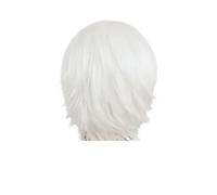 Parrucche nere corte 1pc for le donne parrucca cosplay for capelli sintetici con frangia acconciature ricci Shag festa in costume anime naturale(WHITE)