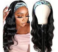 Parrucche nere ondulate lunghe for le donne sintetiche con parrucca for capelli castani con fascia for capelli for uso quotidiano in cosplay - 26 pollici