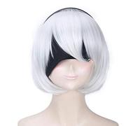 Parrucche NieR Automata 2B YoRHa No.2 Tipo B Donna Cosplay Costume Resistente al calore Parrucche sintetiche (Senza cerotto)