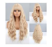 Parrucche Ombre marrone biondo chiaro platino ondulato lungo for le donne parrucca di capelli della parte centrale cosplay parrucca sintetica resistente al calore naturale per la festa quotidiana(Colo