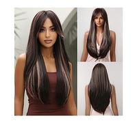 Parrucche Onda del corpo Cosplay Capelli finti Parrucca di capelli sintetici marroni Parrucche ondulate lunghe for uso quotidiano for donne nere Capelli della parte centrale resistenti al calore parru