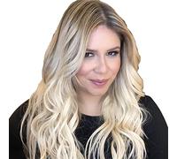 Parrucche Ondulate Bionde Ombre Per Donna, Parrucca Ondulata Bionda Lunga Cenere, Parrucca Sintetica in Fibra Resistente al Calore con Frangia, Aspetto Naturale, Fascia di Regolazione Traspirante, Asp