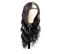 Parrucche ondulate con capelli umani da 8-34 pollici, parte a V/U, parrucca nera naturale adatta ai principianti for le donne, densità 180(Natural Black U Part,24 inch)