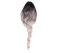 Parrucche Ondulate Lunghe Beige Sfumate Nere 65 Cm Parrucche per Capelli Lunghi Donna Parrucca Riccia per Capelli Finti