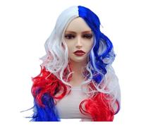 Parrucche Ondulate Lunghe Del 4 Luglio Per Donna Parrucca Riccia Sintetica Resistente Al Calore Rossa Bianca E Blu Per Costume Da Festa Cosplay