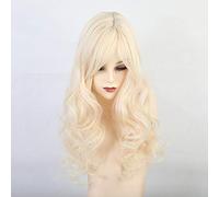 Parrucche ondulate lunghe sintetiche di GHK con frangia Parrucche beige bionde per le donne Parrucche ondulate per capelli Cosplay Parrucche naturali resistenti al calore