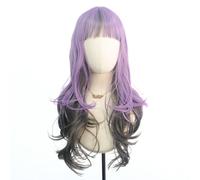 Parrucche Ondulate Lunghe Viola E Nere Da Donna, Parrucca Riccia Sintetica Resistente Al Calore Con Frangia Per Feste In Costume Cosplay Per Adulti