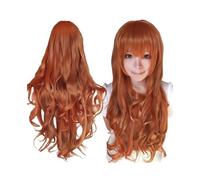 Parrucche ondulate ricce lunghe 80 cm con frangia for parrucca da donna for cosplay, capelli sintetici resistenti al calore(Fragrant Orange)
