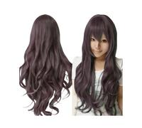 Parrucche ondulate ricce lunghe 80 cm con frangia for parrucca da donna for cosplay, capelli sintetici resistenti al calore Extension per Capelli(Ash Purple)