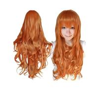 Parrucche ondulate ricce lunghe 80 cm con frangia for parrucca da donna for cosplay, capelli sintetici resistenti al calore(Orange)