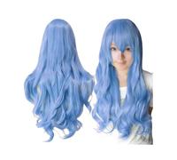 Parrucche ondulate ricce lunghe 80 cm con frangia for parrucca da donna for cosplay, capelli sintetici resistenti al calore(Elf Blue)