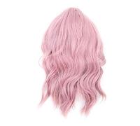 Parrucche ondulate ricci, Parrucca ondulata riccia Parrucche sintetiche corte rosa pastello Parrucche sintetiche per donne