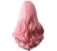 Parrucche Ondulato lungo Ombre Verde Rosso Rosa Viola Nero Marrone Blu Grigio Legno Festival Parrucche di Capelli Sintetici for Le Donne Parte Centrale Parrucca Cosplay Parrucca da donna(Pink)