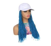 Parrucche One piece long and thin braid wig hat, travel photo headband Parrucca da donna(Blue)