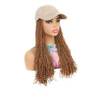 Parrucche One piece long and thin braid wig hat, travel photo headband Parrucca da donna(Bruin)