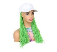 Parrucche One piece long and thin braid wig hat, travel photo headband Parrucca da donna(Green)