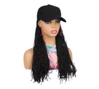 Parrucche One piece long and thin braid wig hat, travel photo headband Parrucca da donna(Nero)