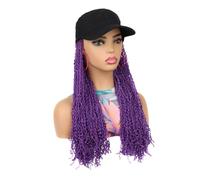 Parrucche One piece long and thin braid wig hat, travel photo headband Parrucca da donna(Purple)