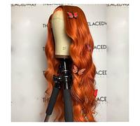 Parrucche Parrucca anteriore del pizzo arancione sintetico for le donne preplucked 20-26 pollici parrucca in fibra (Color : Ginger orange, Size : 22inches)