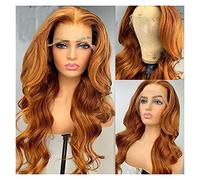 Parrucche Parrucca anteriore del pizzo trasparente dell'onda del corpo preplutole arancione con le parrucche giornaliere/cosplay resistenti al calore babyheair parrucca in fibra (Size : 20inches)