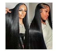 Parrucche, Parrucca anteriore in pizzo 13x4 HD Parrucca diritta brasiliana for capelli umani for le donne Parrucca frontale in pizzo trasparente 200 densità 13x6,Parrucche di capelli umani(13x6,32inc