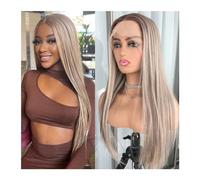 Parrucche Parrucca anteriore in pizzo dritto biondo biondo prepizzicato con evidenziazione colorata Bionda platino Capelli sintetici for donna Parrucca frontale in pizzo senza colla Parrucca da donna(