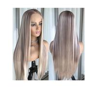 Parrucche Parrucca anteriore in pizzo dritto biondo biondo prepizzicato con evidenziazione colorata Bionda platino Capelli sintetici for donna Parrucca frontale in pizzo senza colla Parrucca da donna(