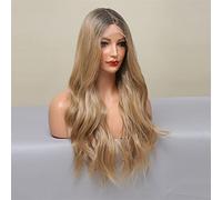 parrucche Parrucca anteriore in pizzo ondulato biondo Ombre for donna Parrucche sintetiche ad alta densità da 24 pollici con capelli del bambino Parrucca in pizzo trasparente resistente al calore Parr