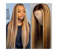 Parrucche Parrucca anteriore in pizzo pre pizzicato Ombre Capelli umani P4 / 27 13X4 HD Parrucche frontali in pizzo dritto trasparente for donne nere Capelli Remy brasiliani Parrucca da donna (Size :