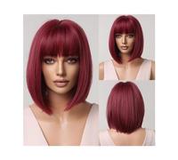 Parrucche Parrucca Bob sintetica medio lunga Parrucca for capelli color castano dritto con frangia for ragazze Signore Uso quotidiano Fibra naturale resistente al calore parrucca in fibra(Color:LC2071
