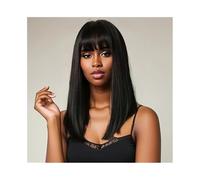 Parrucche Parrucca Capelli Medio Lunghi Nero Fibra Chimica Alta Temperatura Seta Meccanismo Copricapo per la festa quotidiana