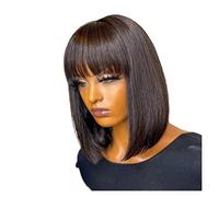 Parrucche Parrucca corta cucita a macchina con frangia Parrucche for capelli umani Parrucca dritta brasiliana con frangia for parrucche senza colla da donna Parrucca da donna(Size:16 inch,Color:150 de