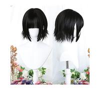 Parrucche Parrucca corta diritta con frangia ordinata, parrucca diritta nera naturale for donna Ragazza Parrucca cosplay Lolita corta con frangia Parrucca sintetica resistente al calore Parrucca da do