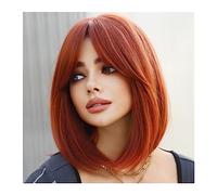 Parrucche Parrucca corta diritta marrone rosso for le donne Festa quotidiana Parte centrale sintetica Parrucca caschetto bionda Fibra resistente al calore Lolita Cosplay Parrucca da donna