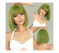 Parrucche Parrucca corta rosa rosa for le donne Parrucche diritte di lavanda sintetica naturale nera for feste quotidiane,per donne(Light green)