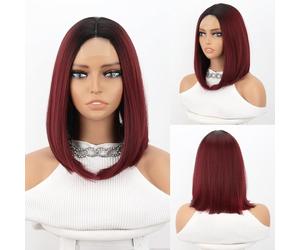 Parrucche Parrucca corta tricolore con pizzo frontale e fibre sintetiche resistenti al calore,per donne(Sprinkle red)