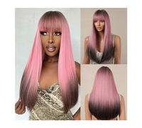 Parrucche Parrucca cosplay con frangia Parrucca natalizia bionda platino Ombre Parrucca lunga diritta sintetica Fibra ad alta temperatura Parrucca da donna(LC2130-1)